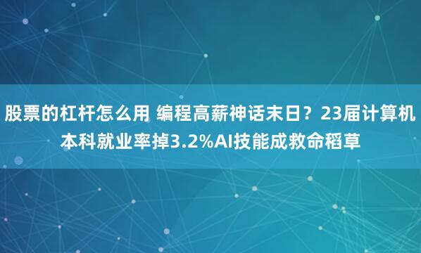 股票的杠杆怎么用 编程高薪神话末日？23届计算机本科就业率掉3.2%AI技能成救命稻草
