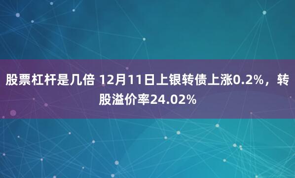 股票杠杆是几倍 12月11日上银转债上涨0.2%，转股溢价率24.02%