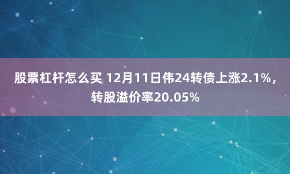 股票杠杆怎么买 12月11日伟24转债上涨2.1%，转股溢价率20.05%