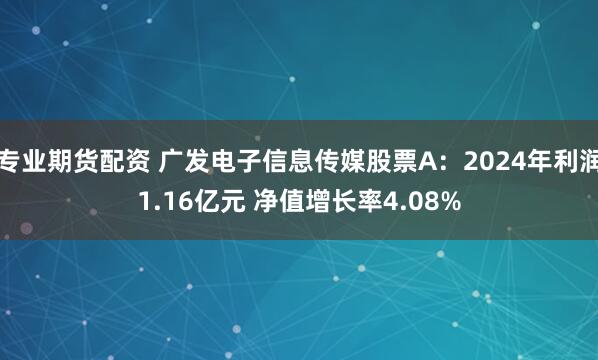 专业期货配资 广发电子信息传媒股票A：2024年利润1.16亿元 净值增长率4.08%