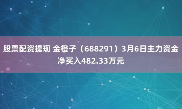 股票配资提现 金橙子（688291）3月6日主力资金净买入482.33万元