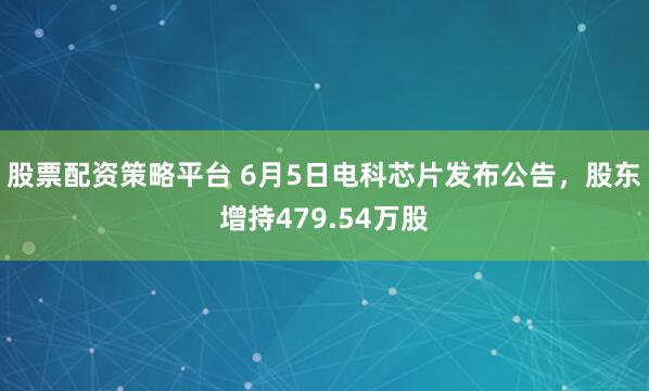 股票配资策略平台 6月5日电科芯片发布公告，股东增持479.54万股